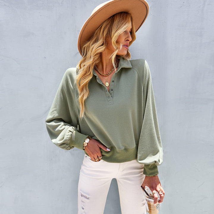 Damen sportlicher Pullover mit oversized Ärmeln und Kragen Drune