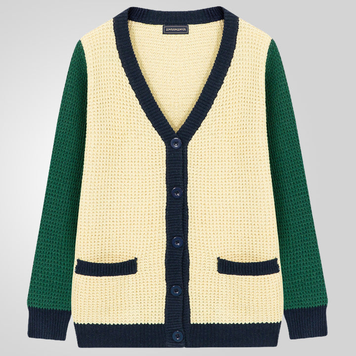 Herren Strickjacke mit Kontrastfarben und praktischen Taschen Drune