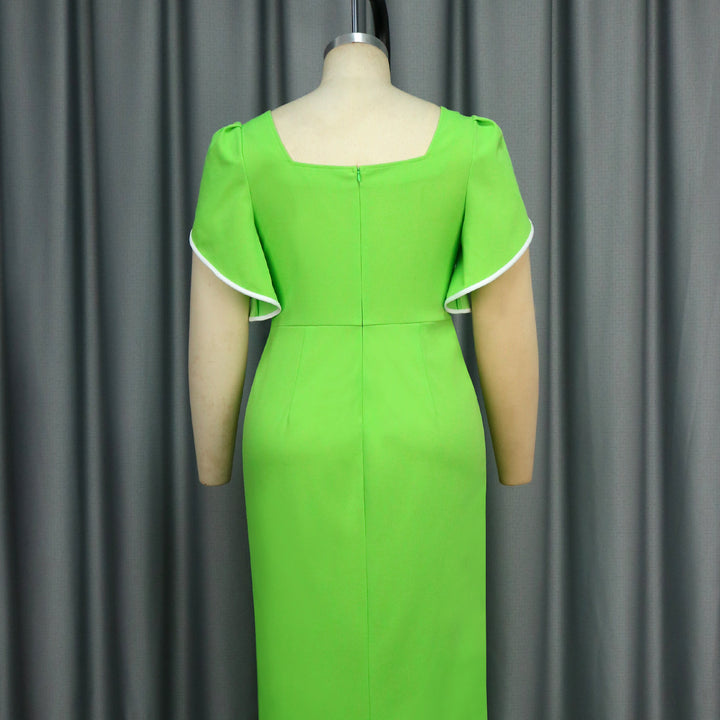 Damen Elegantes Maxikleid mit asymmetrischem Schlitz und Rüschendetails Drune