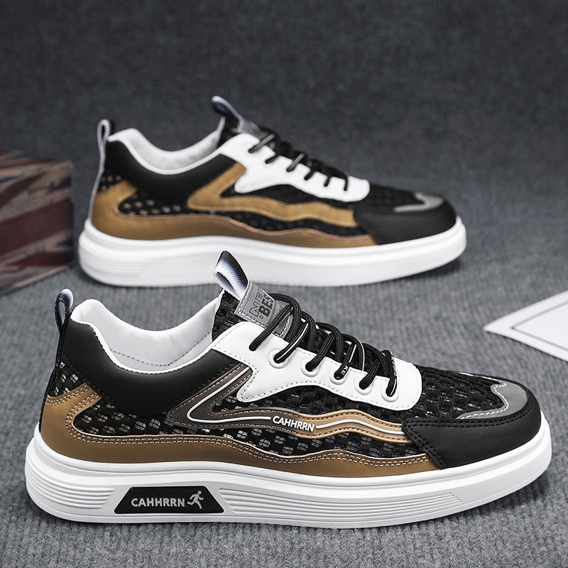 Herren atmungsaktive Wabenmesh-Street-Sneaker mit PU-Overlays, verstärkter Zehenkappe und profiliertem Gummirand Drune