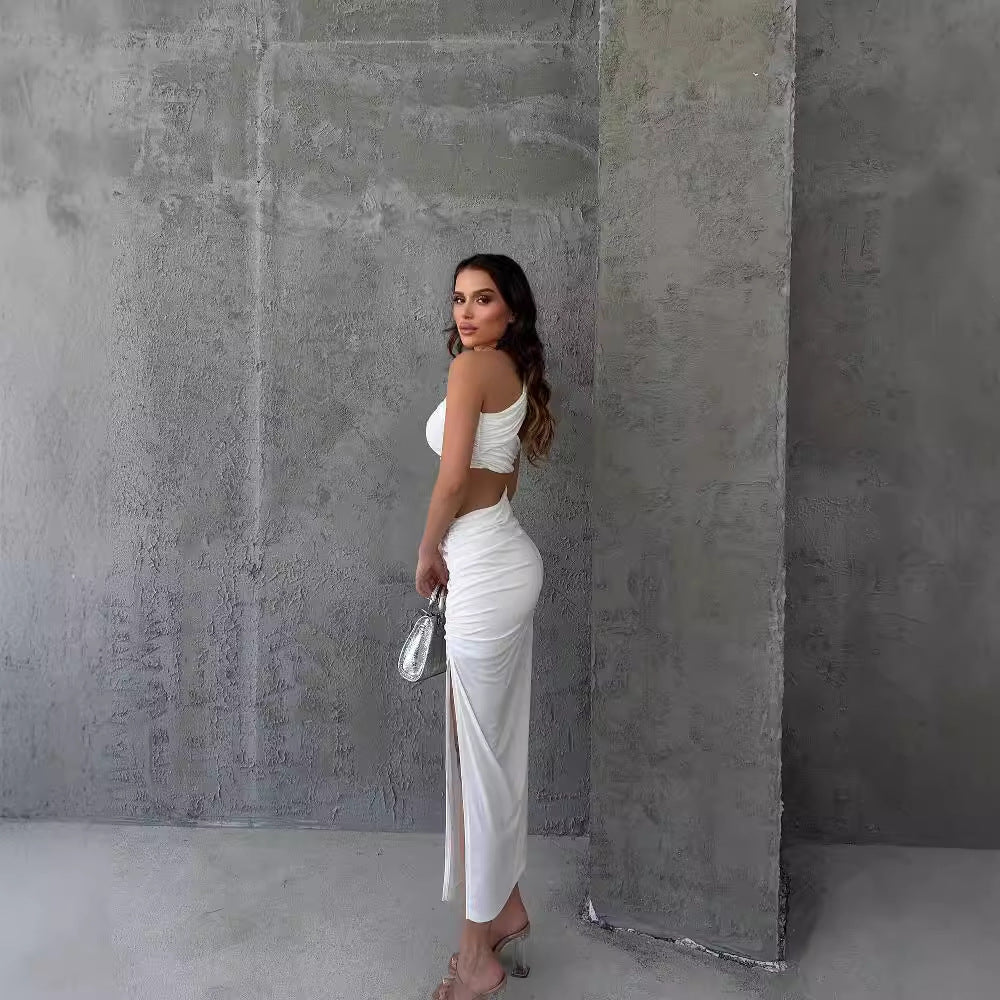 Damen Asymmetrisches Maxikleid mit Cut-Out-Details und raffinierten Rüschendetails Drune