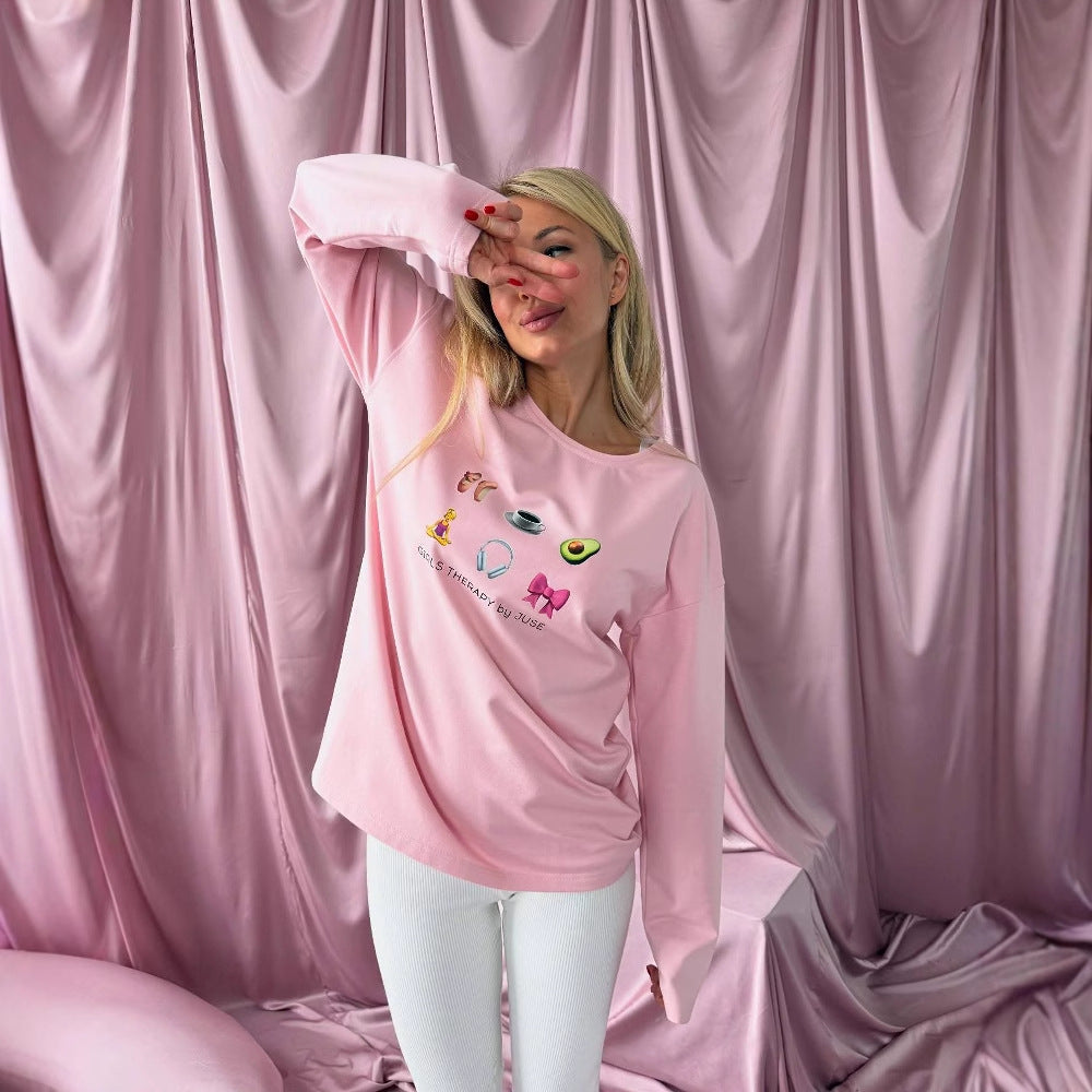 Damen lässiges Sweatshirt mit kreativem Motiv Drune