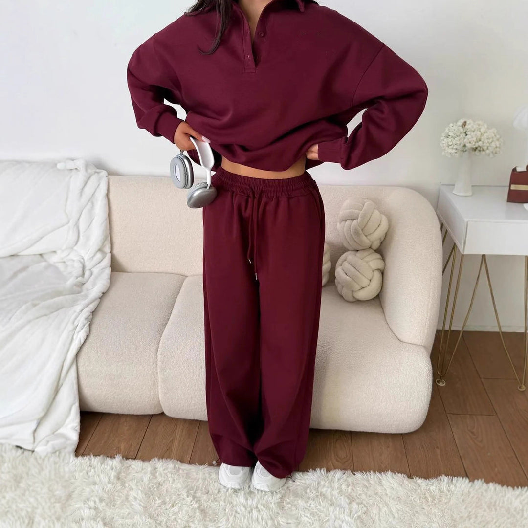 Damen lässiger Hoodie-Anzug mit weitem Schnitt und elastischem Bund Drune