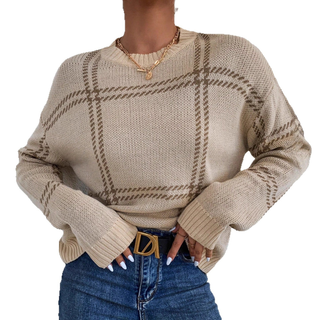 Damen Karierter Strickpullover Drune
