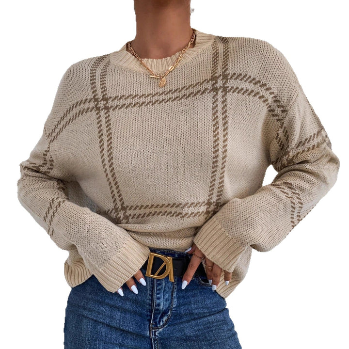 Damen Karierter Strickpullover Drune