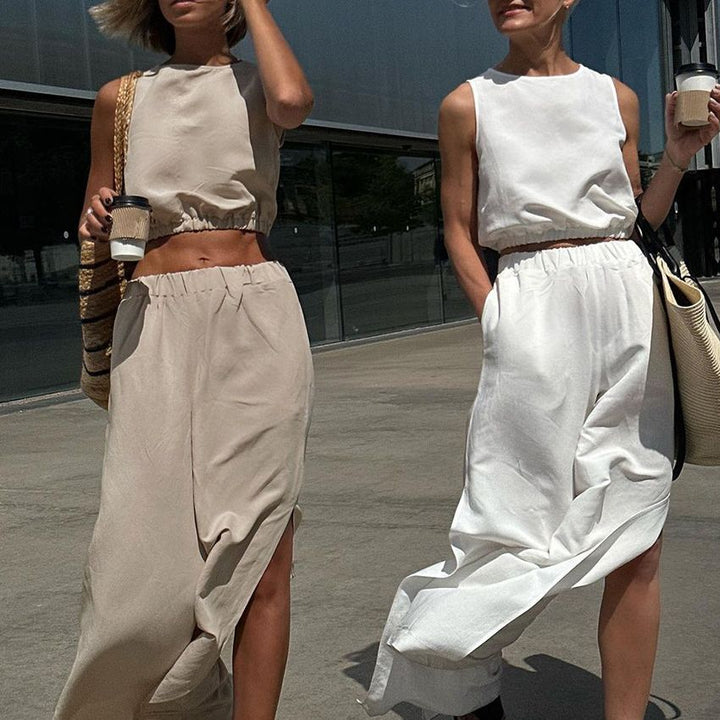 Damen Lässiger Leinen-Jumpsuit mit weitem Bein und Taillierung Drune