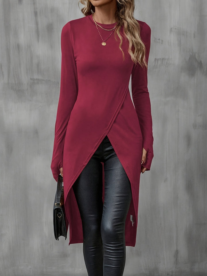 Damen Wickelkleid mit langem Arm und asymmetrischem Schnitt Drune