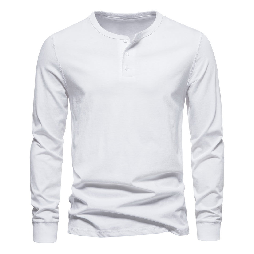 Herren Langarm Button-Up Henley Shirt Drune