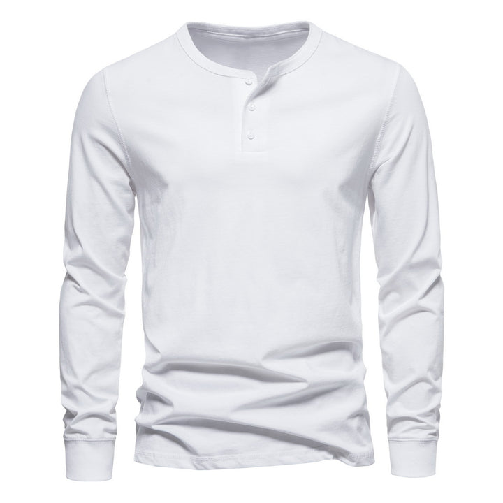 Herren Langarm Button-Up Henley Shirt Drune