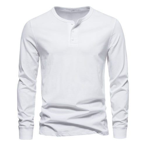 Herren Langarm Button-Up Henley Shirt Drune