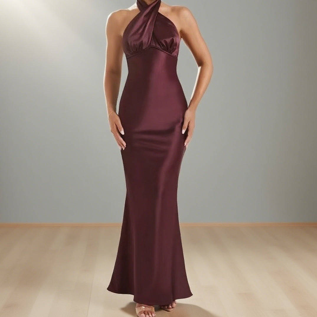 Damen Elegantes Abendkleid mit schulterfreiem Halterneck-Design und figurformendem Schnitt Drune