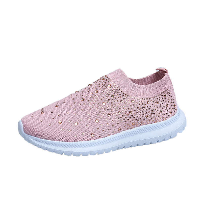 Damen Sneakers mit funkelnden Strass-Applikationen und elastischem Strick-Obermaterial Drune