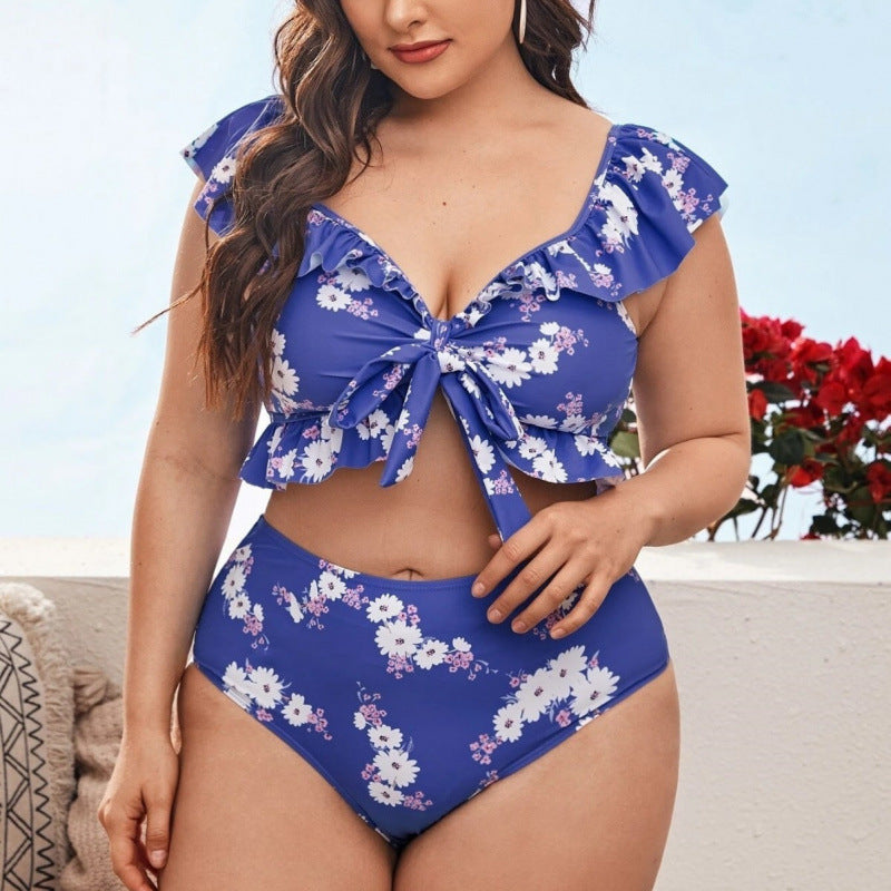 Damen Bikini-Set mit verspieltem Rüschendesign und floralem Muster Drune