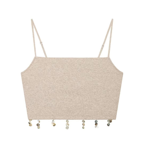 Damen Crop-Top mit funkelnden Pailletten und schmalen Trägern Drune