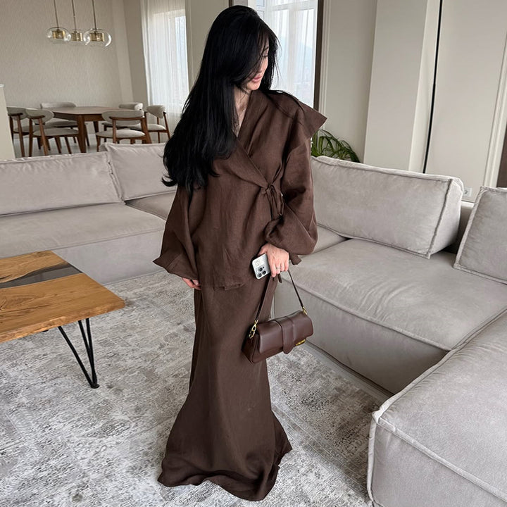 Damen eleganter Wickelkleid Drune