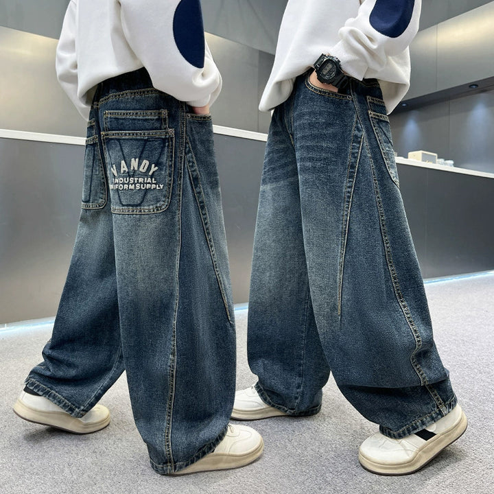 Damen weit geschnittene Jeans mit einzigartigen Details Drune