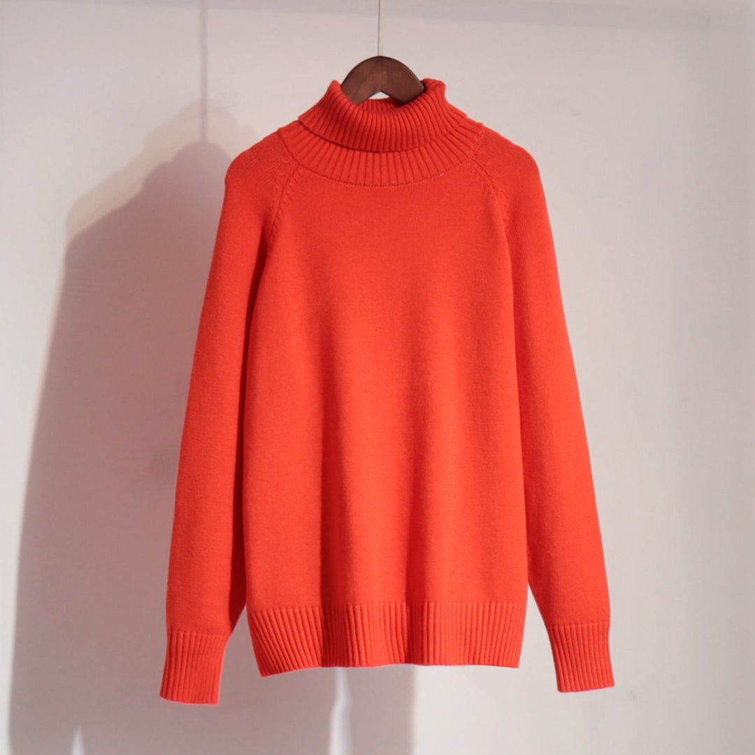 Damen Unifarbenes Rollkragenpullover aus hochwertiger Wolle Drune