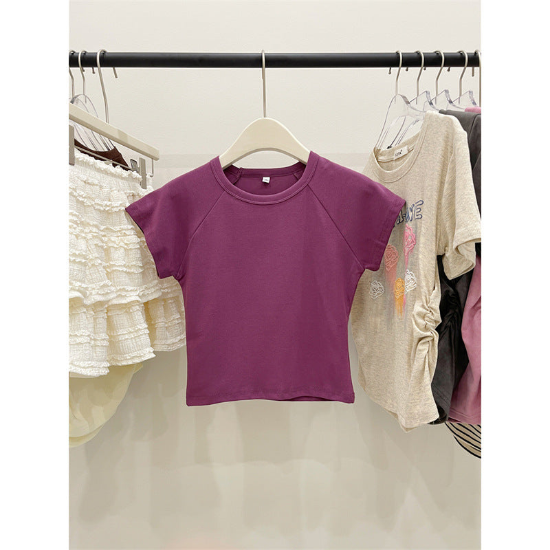 Damen Cropped Relaxed Fit Sport T-Shirt Drune