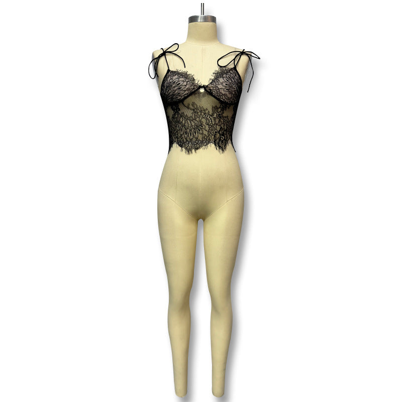 Damen Spitzen-Cami-Top mit verstellbaren Trägern und romantischen Details Drune