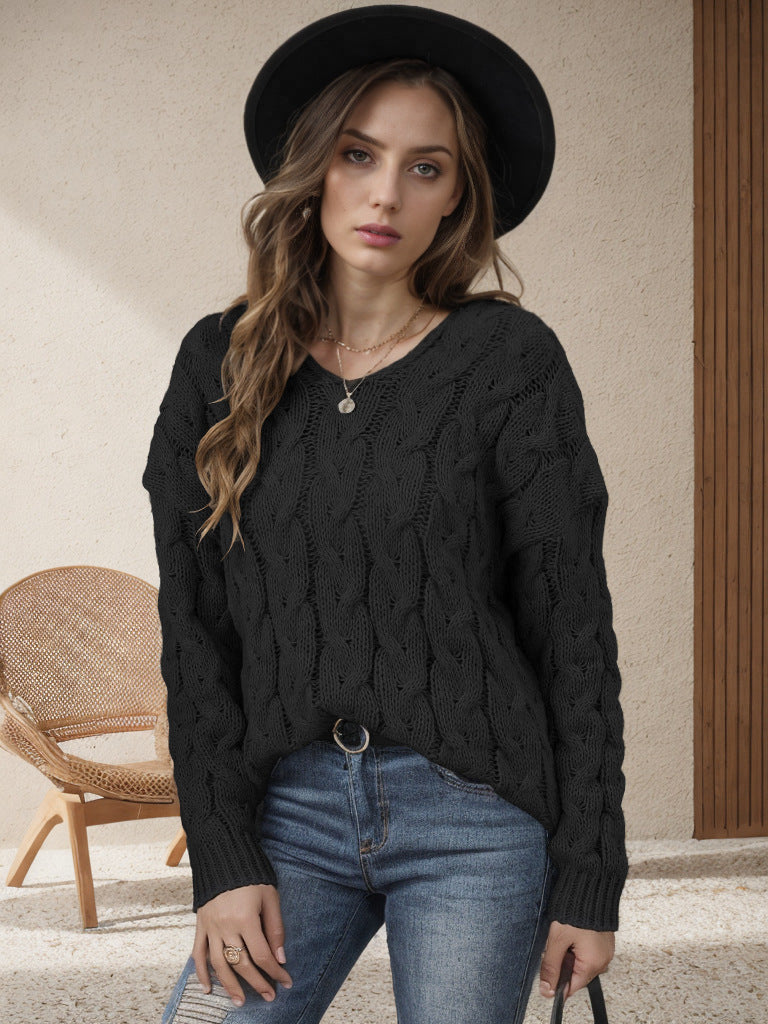 Damen Grobstrickpullover mit romantischem Zopfmuster und weitem Schnitt Drune
