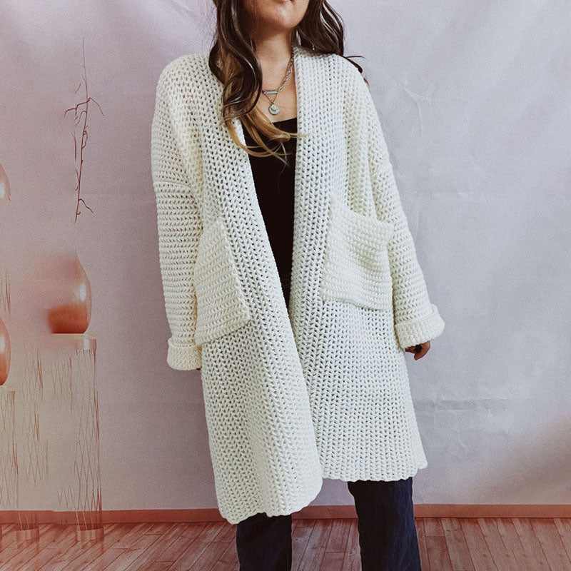 Drune | Lange Strickjacke mit Taschen Chunky Strick Weiche und Lässige Silhouette