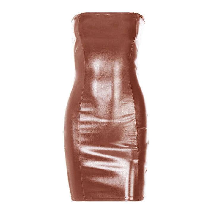 Damen Cocktailkleid aus hochglänzendem Kunstleder mit figurbetontem Schnitt Drune