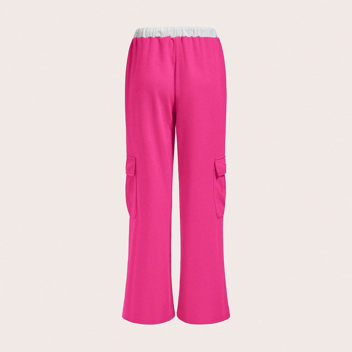 Damen lässige Cargo-Hose mit weitem Schnitt und elastischem Bund Drune
