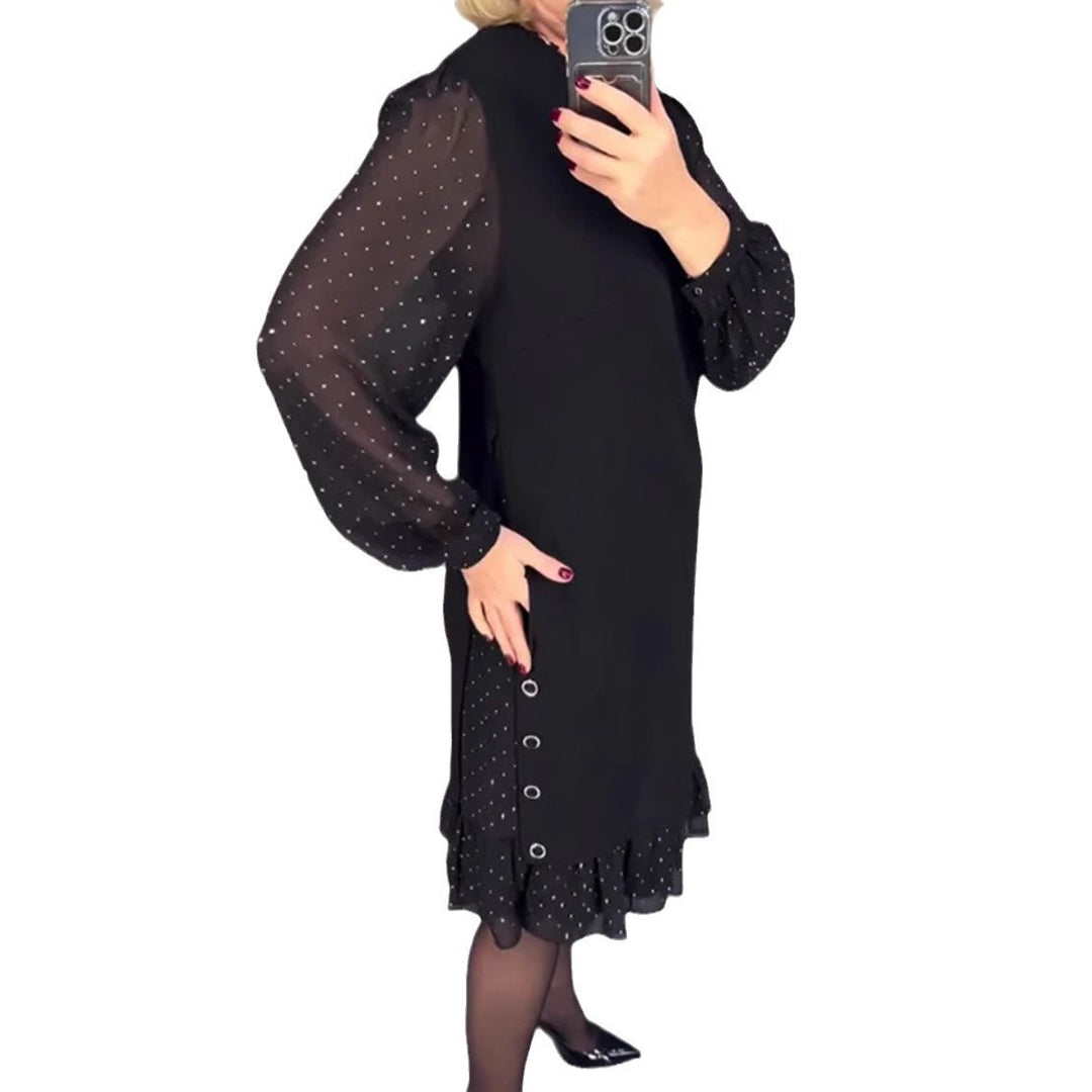 Damen Elegantes Kleid mit voluminösen Ärmeln und durchbrochenem Saum Drune