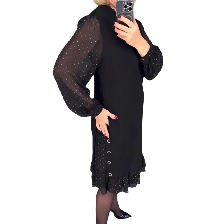 Damen Elegantes Kleid mit voluminösen Ärmeln und durchbrochenem Saum Drune