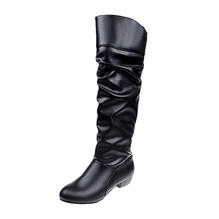Damen nan knielange Slouch-Stiefel mit weichem Schaft und niedrigem Blockabsatz Drune