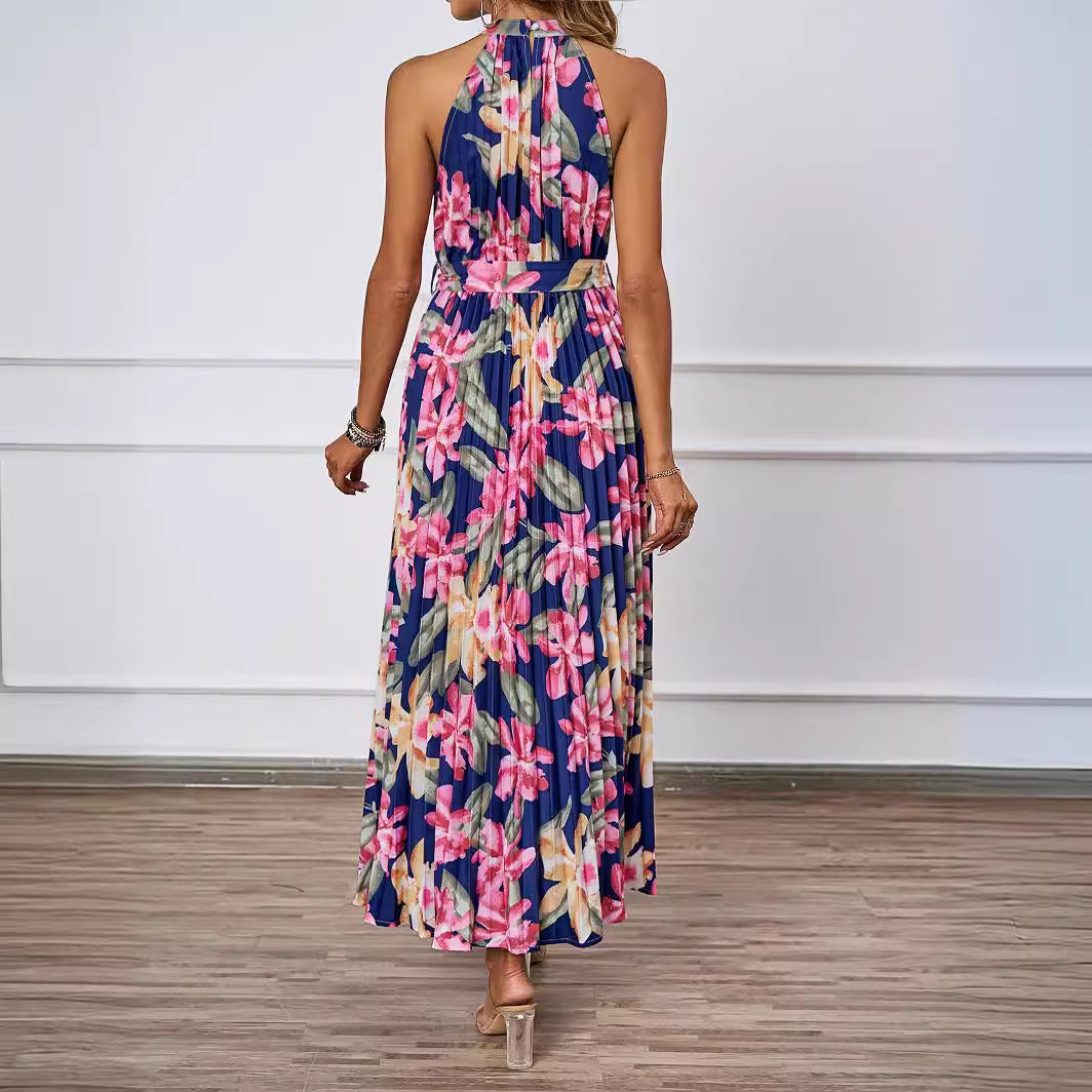 Damen Elegantes Maxikleid mit floralem Design und gerafftem Oberteil Drune