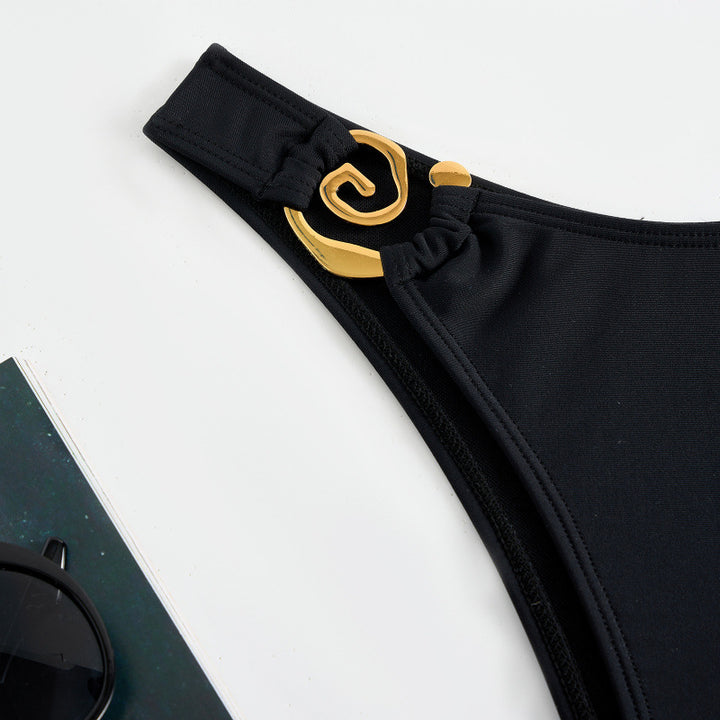Damen Bikini-Set mit breiten Trägern und modischem Golddetail Drune