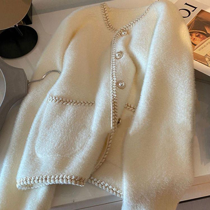 Damen Elegante Strickjacke mit Perlenverzierungen Drune