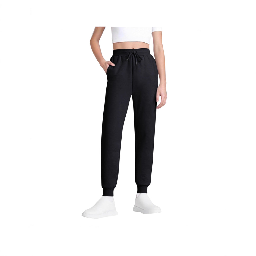 Damen nan schlanke hochgeschnittene Jogginghose mit Tunnelzug, Eingrifftaschen und Bündchen Drune