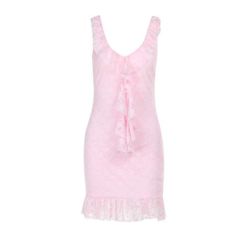 Damen Sexy Wickeldress mit Rüschendekoration und figurbetontem Schnitt Drune