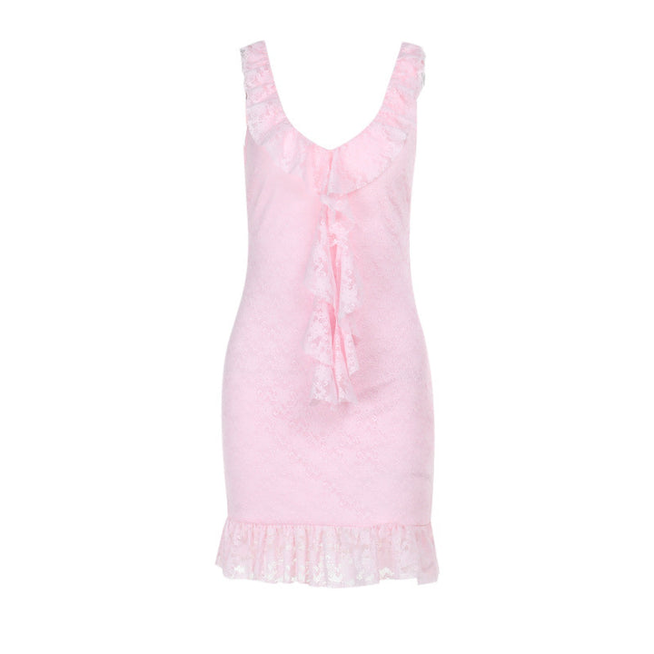 Damen Sexy Wickeldress mit Rüschendekoration und figurbetontem Schnitt Drune