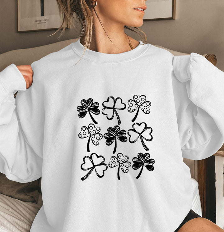 Damen Sweatshirt mit verspieltem Kleeblatt-Motiv Drune