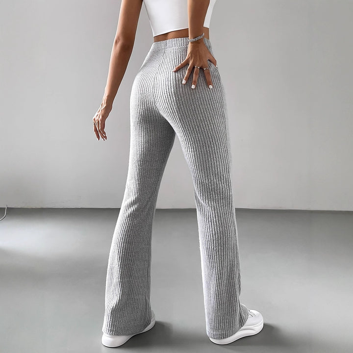 Damen Strickhose mit weitem Bein und Rippstruktur Drune