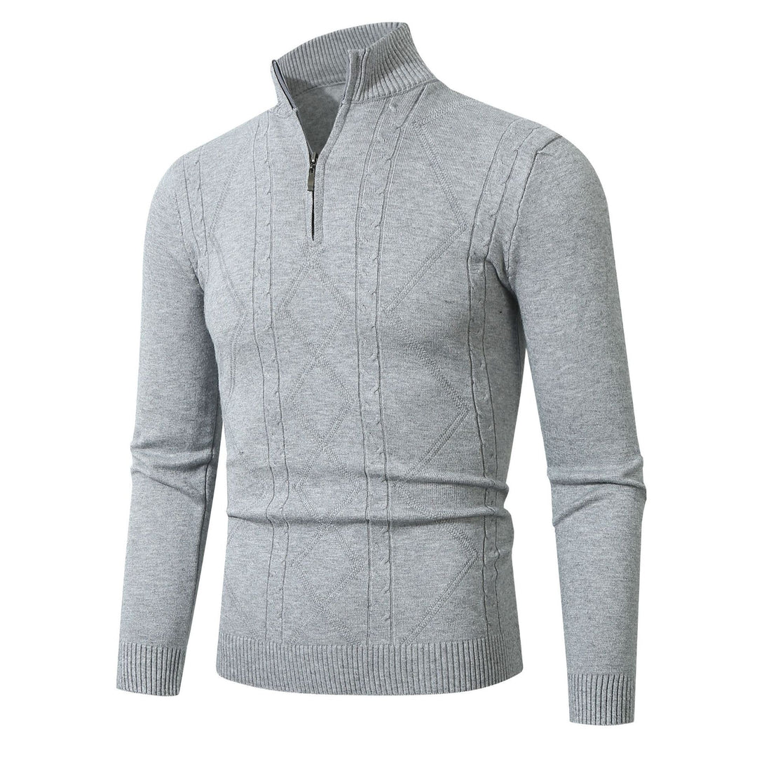 Herren Strickpullover mit modernem Zopfmuster und hohem Stehkragen Drune