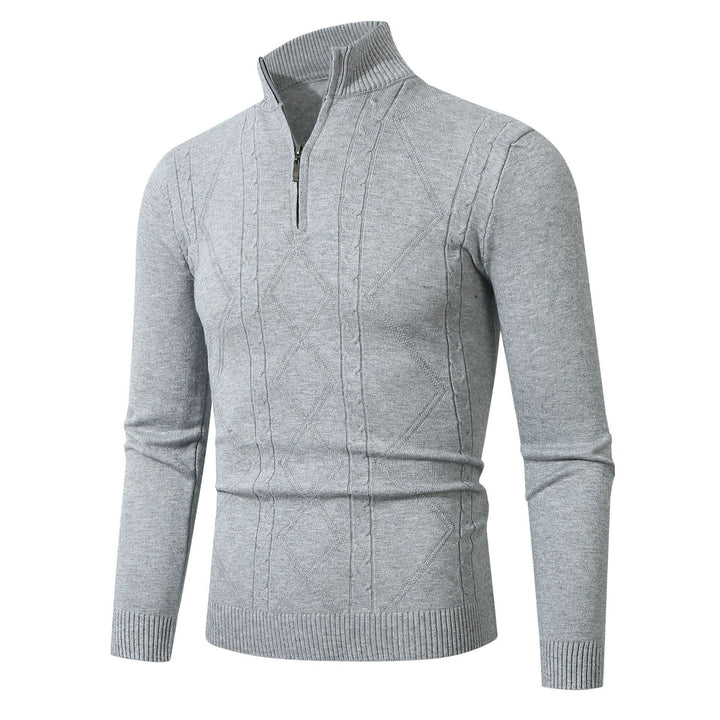 Herren Strickpullover mit modernem Zopfmuster und hohem Stehkragen Drune