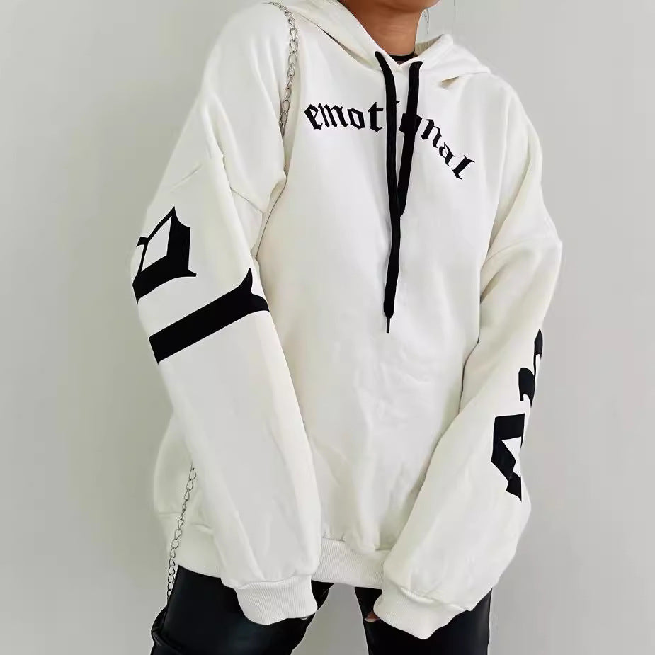 Damen Oversized Kapuzenpullover mit grafischem Print Drune