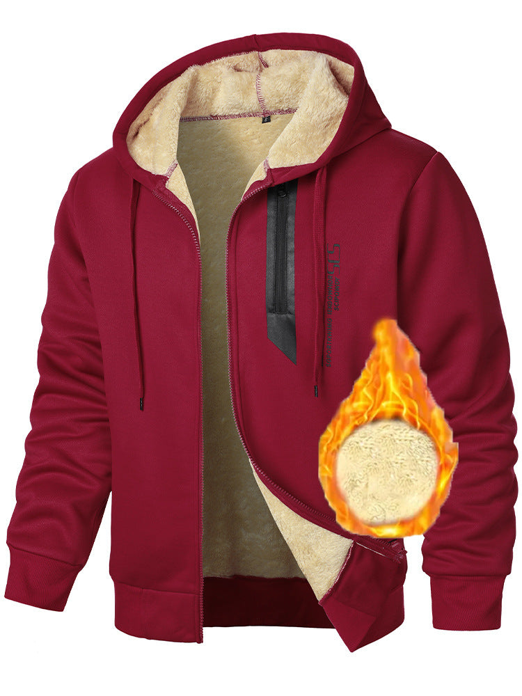 Herren Fleece-Kapuzenjacke mit wärmendem Innenfutter und praktischen Reißverschlusstaschen Drune