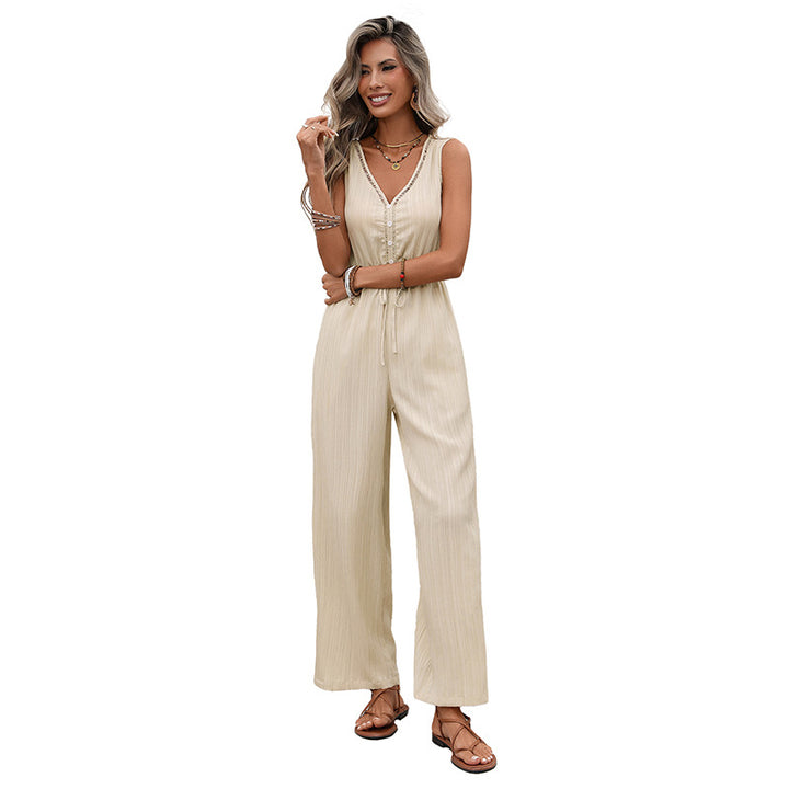 Damen lässiger Jumpsuit mit elastischem Bund und praktischen Taschen Drune