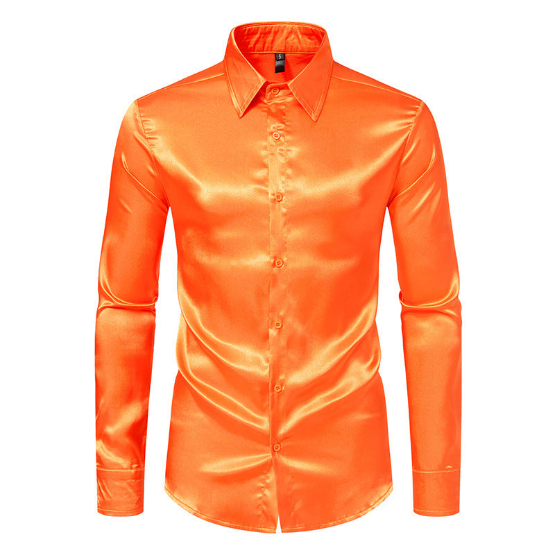 Herren Elegantes und glänzendes Langarmhemd mit innovativer Textur Drune