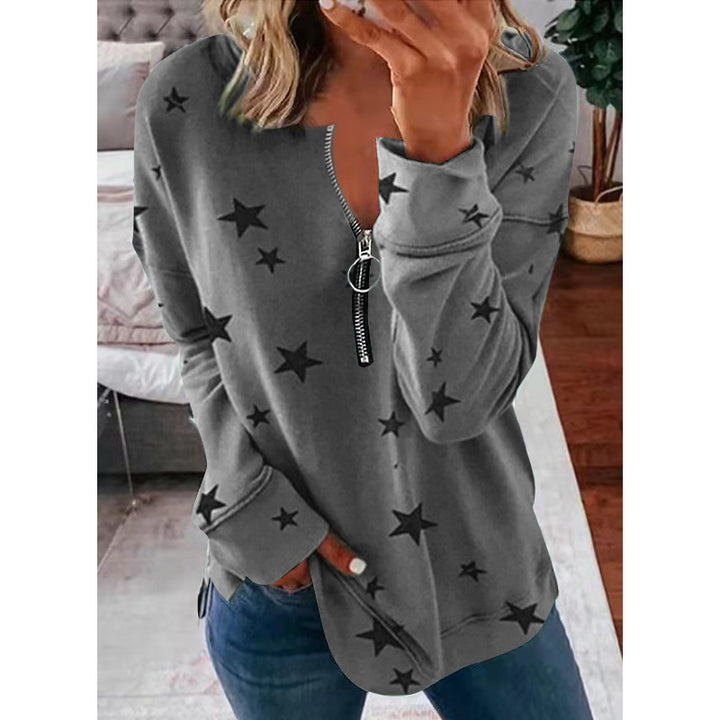 Damen Kapuzensweatshirt mit Reißverschluss und Sternenmuster Drune