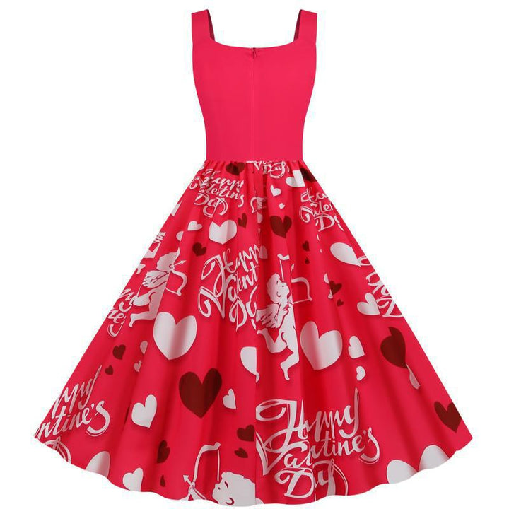 Damen Swing-Kleid mit romantischen Herzmotiven Drune
