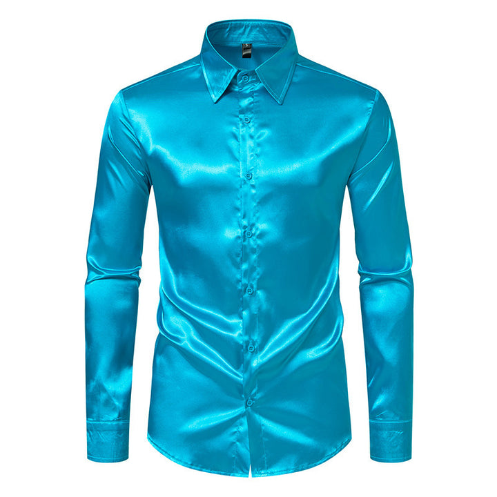 Herren Elegantes und glänzendes Langarmhemd mit innovativer Textur Drune