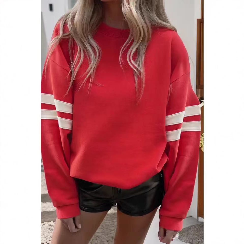 Damen Sportlicher Oversized Pullover mit Streifenakzenten und lässigem Schnitt Drune