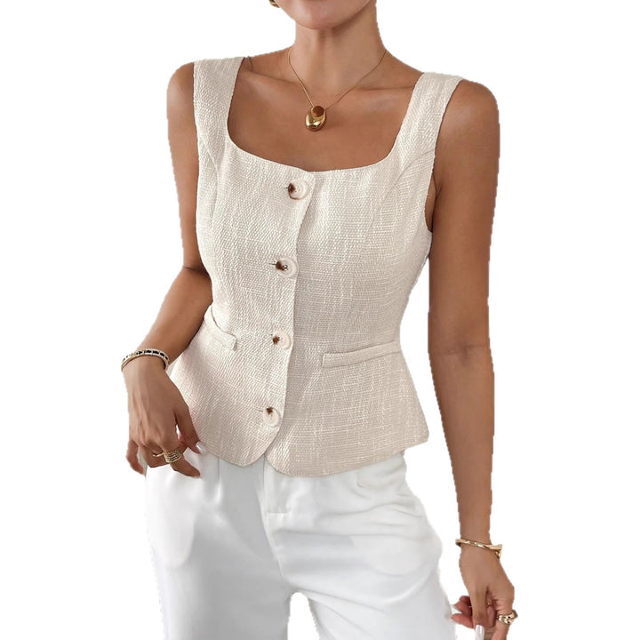 Damen Elegant geschnittene Weste mit Knopfdetail Drune