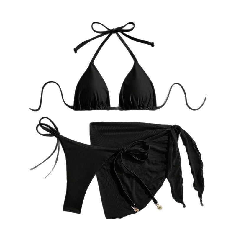 Damen Triangel-Bikini-Set mit verspieltem Wickelrock und verstellbaren Trägern Drune